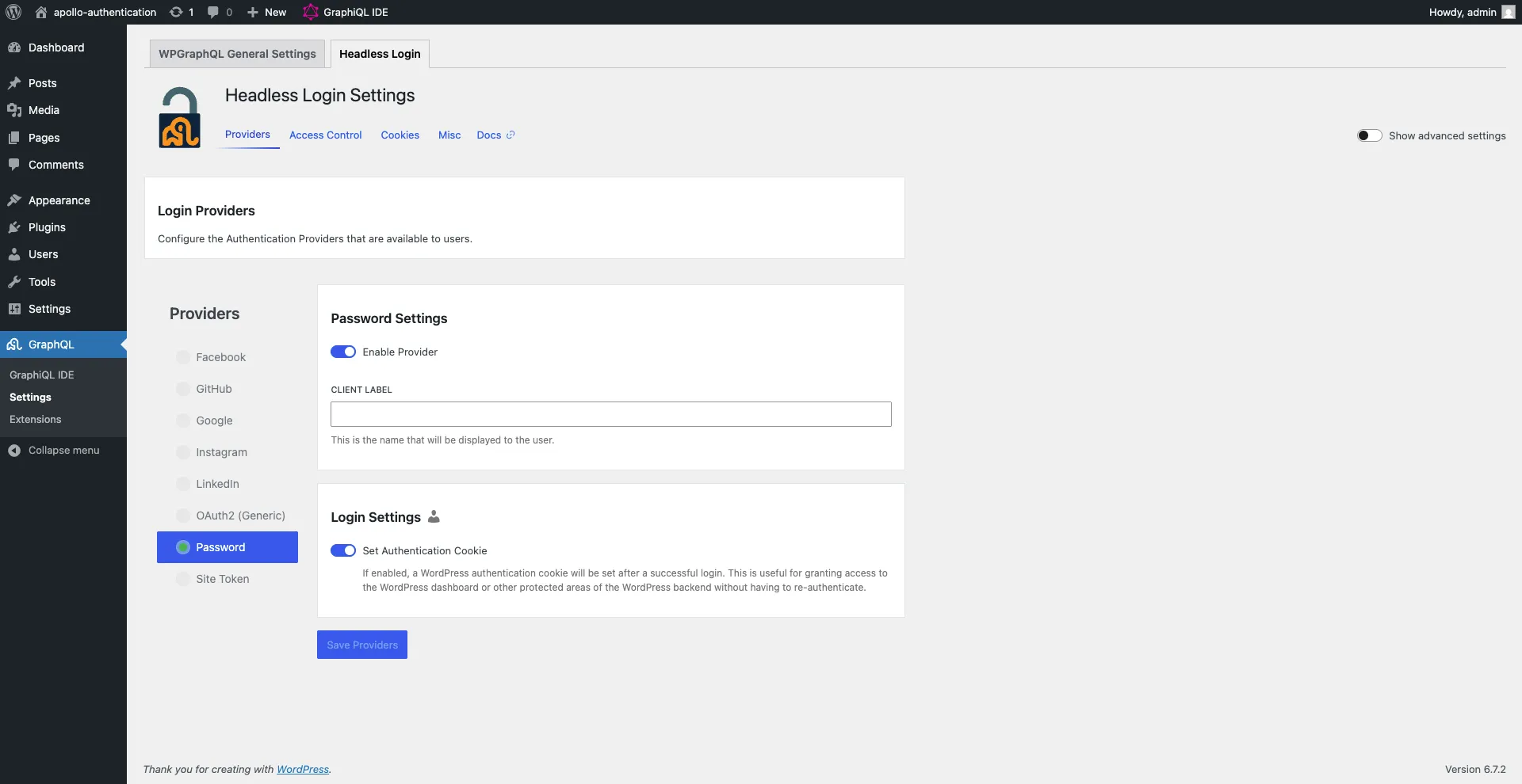 Enable Credentials Authentication